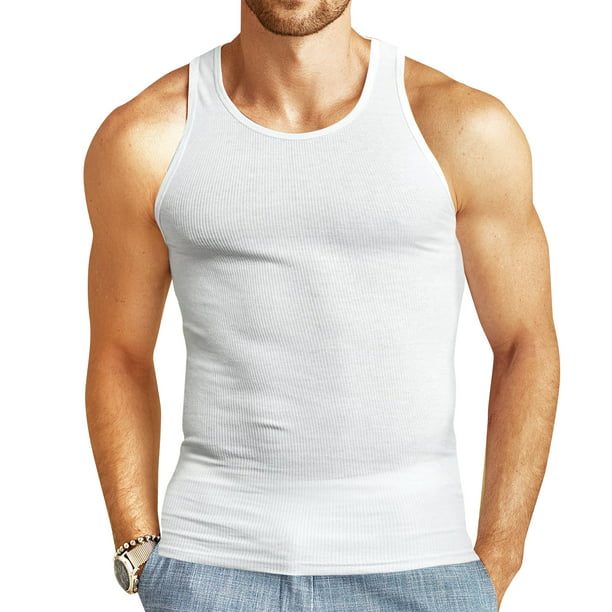 6 Packs Mens 100% Cotton Tank Top Wife A-Shirt Beater Undershirt Ribbed Muscle